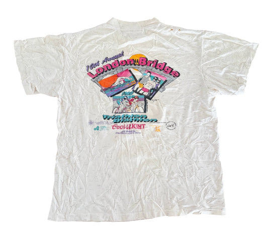 Vintage 1992 London Bridge Triathlon T Shirt Single Stitch Onita Power T Size Medium