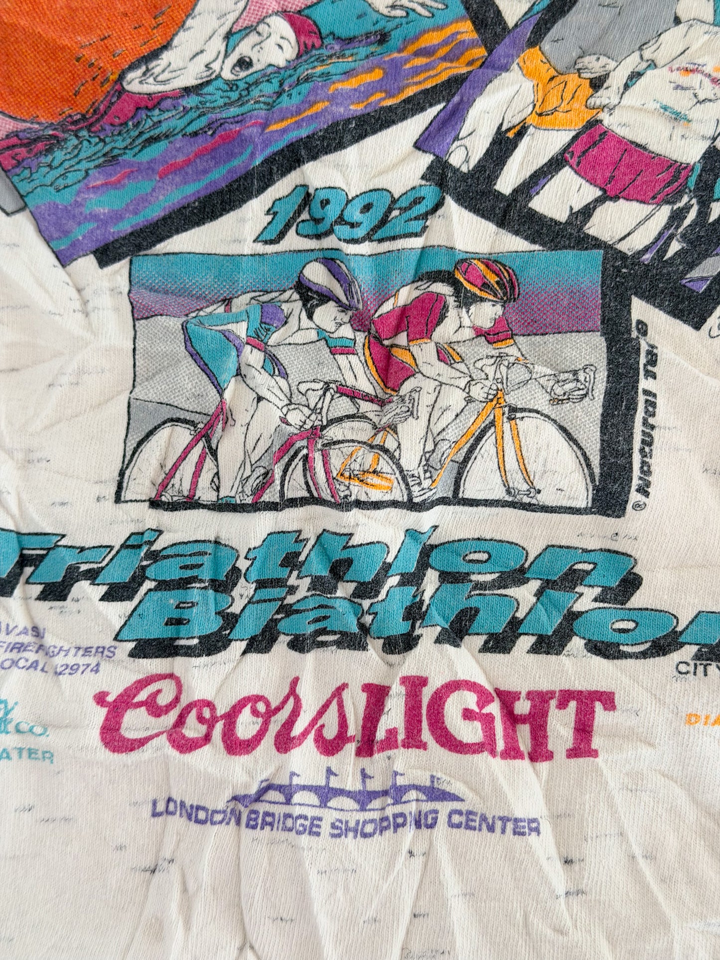 Vintage 1992 London Bridge Triathlon T Shirt Single Stitch Onita Power T Size Medium