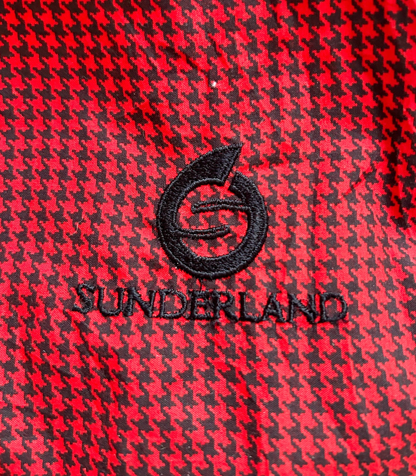 Vintage 1990s Red Houndstooth Q-Zip Windbreaker Large