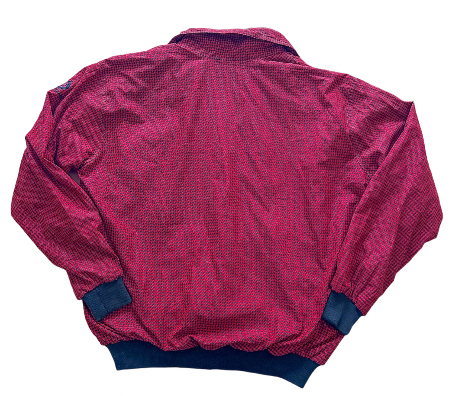 Vintage 1990s Red Houndstooth Q-Zip Windbreaker Large