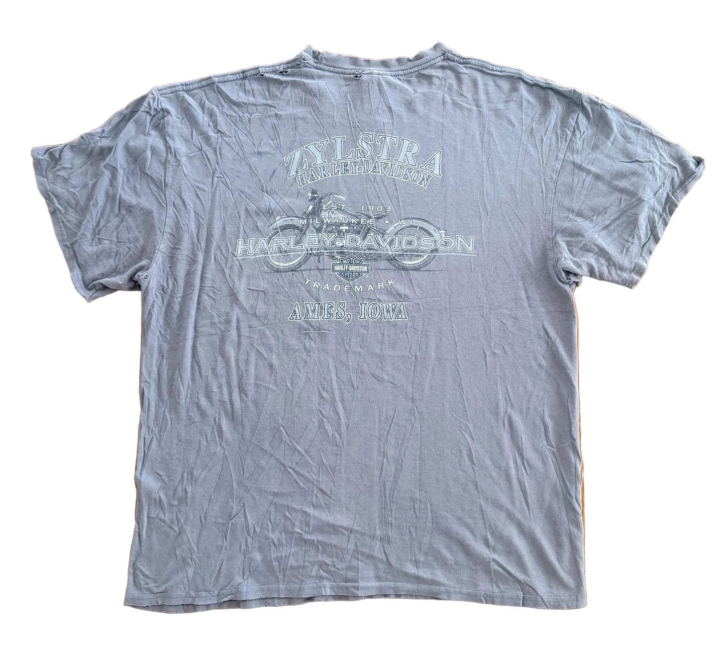 Vintage Harley Davidson Zylstra Ames Iowa Distressed T-Shirt, size XL