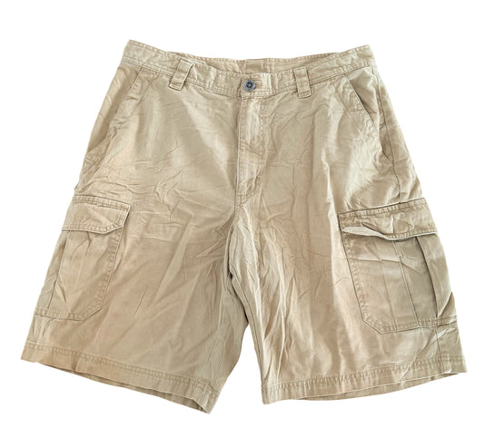 Vintage Columbia Beige Distressed Workwear Cargo Shorts Size 34"