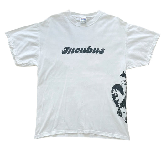 Vintage 90s Incubus Band Tee – White Graphic Rock T-Shirt | Size L