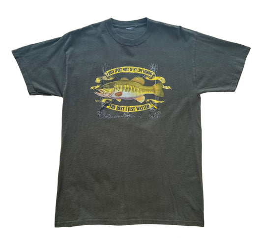 I Have Spent Most Of My Life Fishing,The Rest I Have Wasted Print Green Cotton T-Shirt Medium