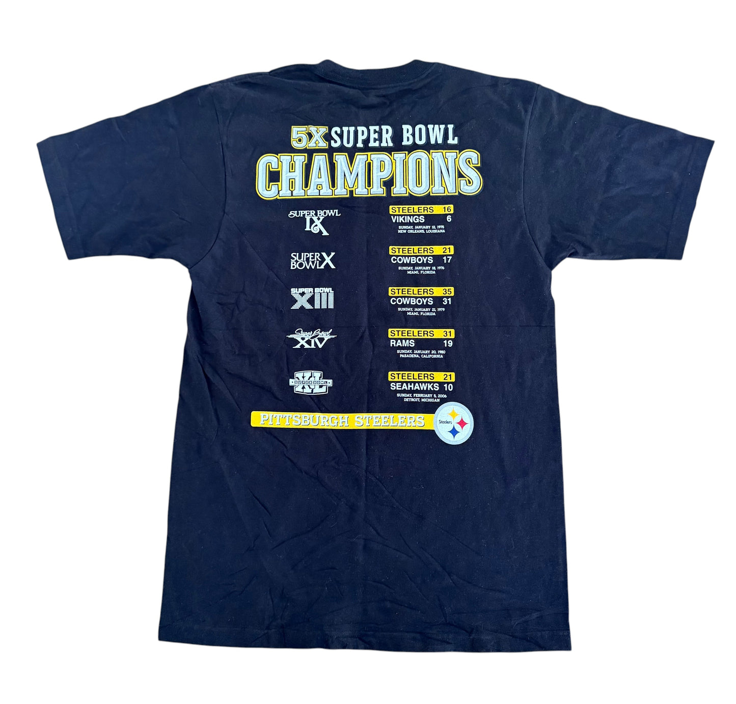 Pittsburgh Steelers 5X Super Bowl Champions Reebok T Shirt Small