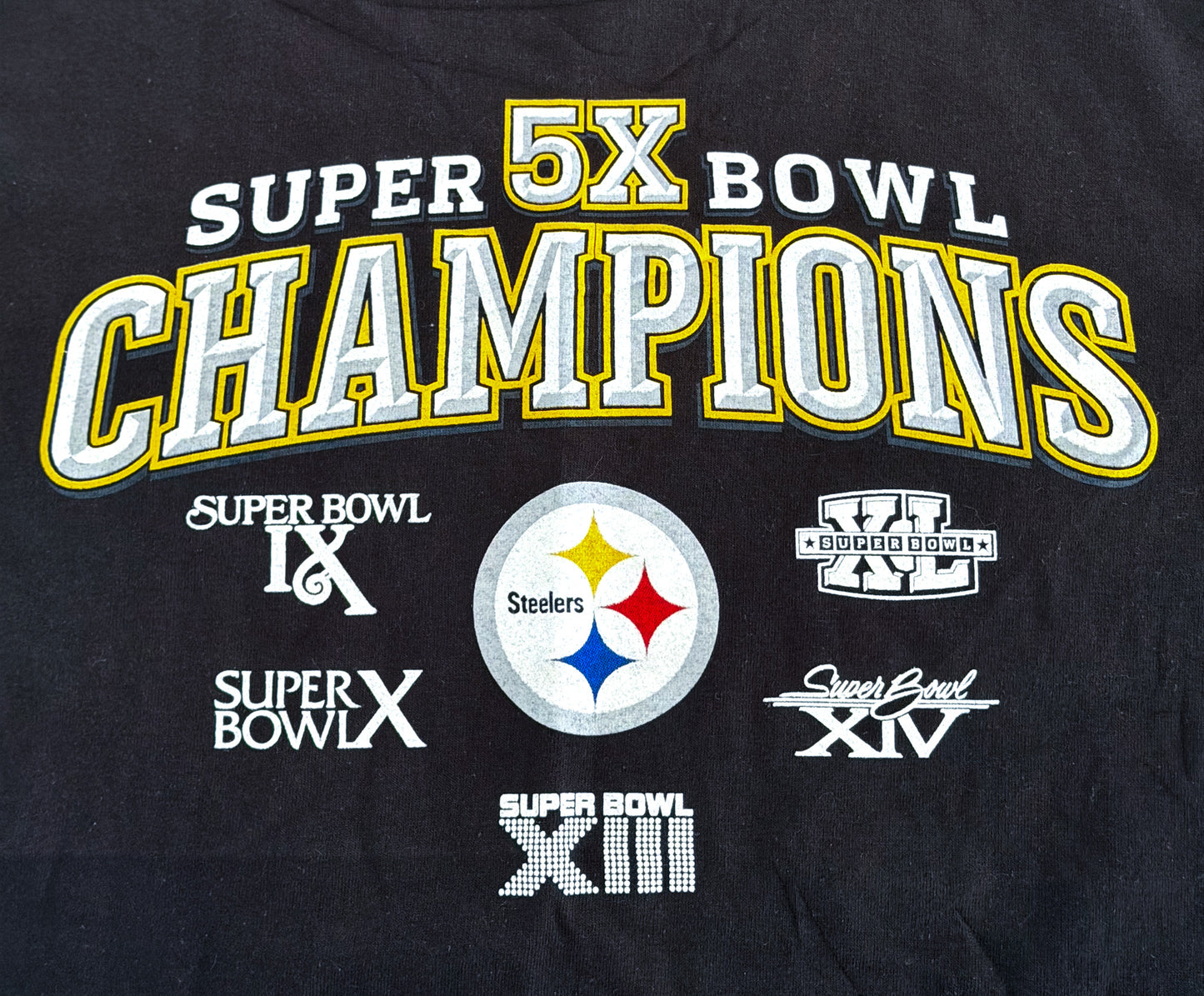 Pittsburgh Steelers 5X Super Bowl Champions Reebok T Shirt Small