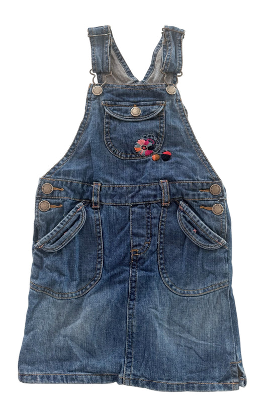 Kids Genuine Kids by OshKosh Floral Embroidered Denim Overalls Dress, 5 Years