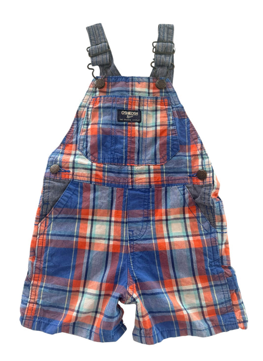 Kids OshKosh B'gosh Multicolour Plaid Short Overalls, 18 Months