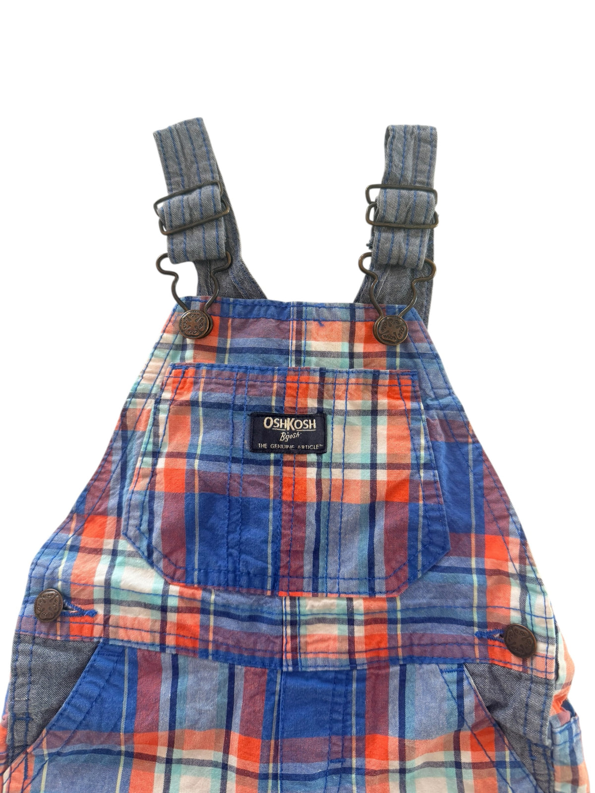 Kids OshKosh B'gosh Multicolour Plaid Short Overalls, 18 Months