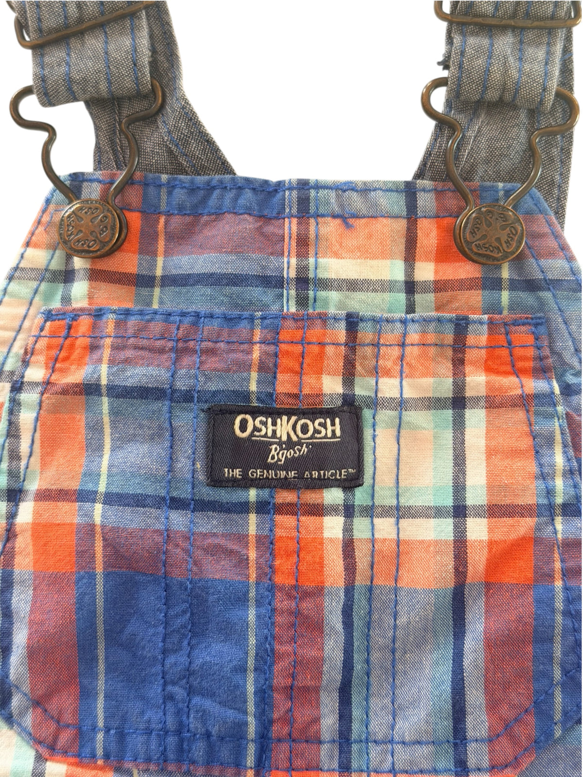 Kids OshKosh B'gosh Multicolour Plaid Short Overalls, 18 Months