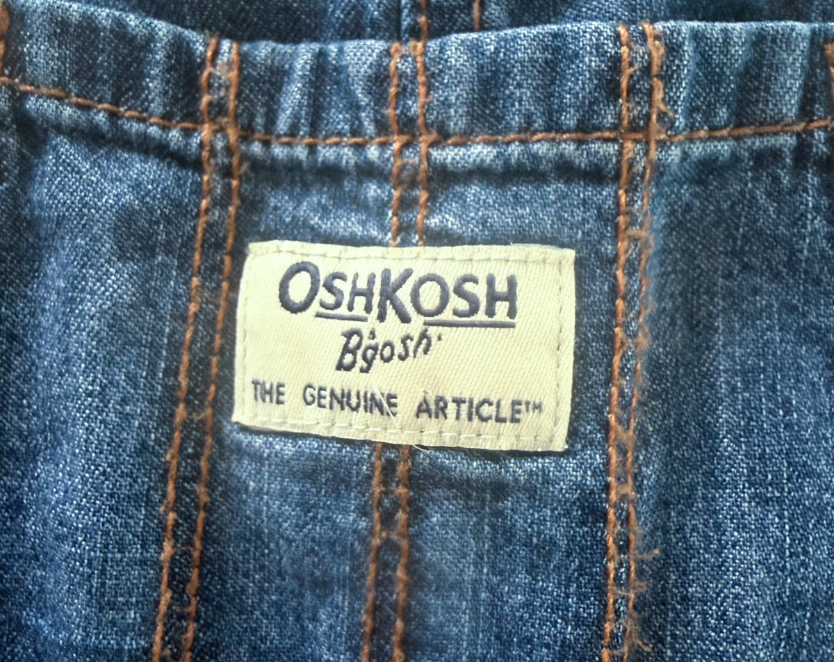 Kids OshKosh B'gosh Blue Denim Plaid Lined Overalls, 4 Years