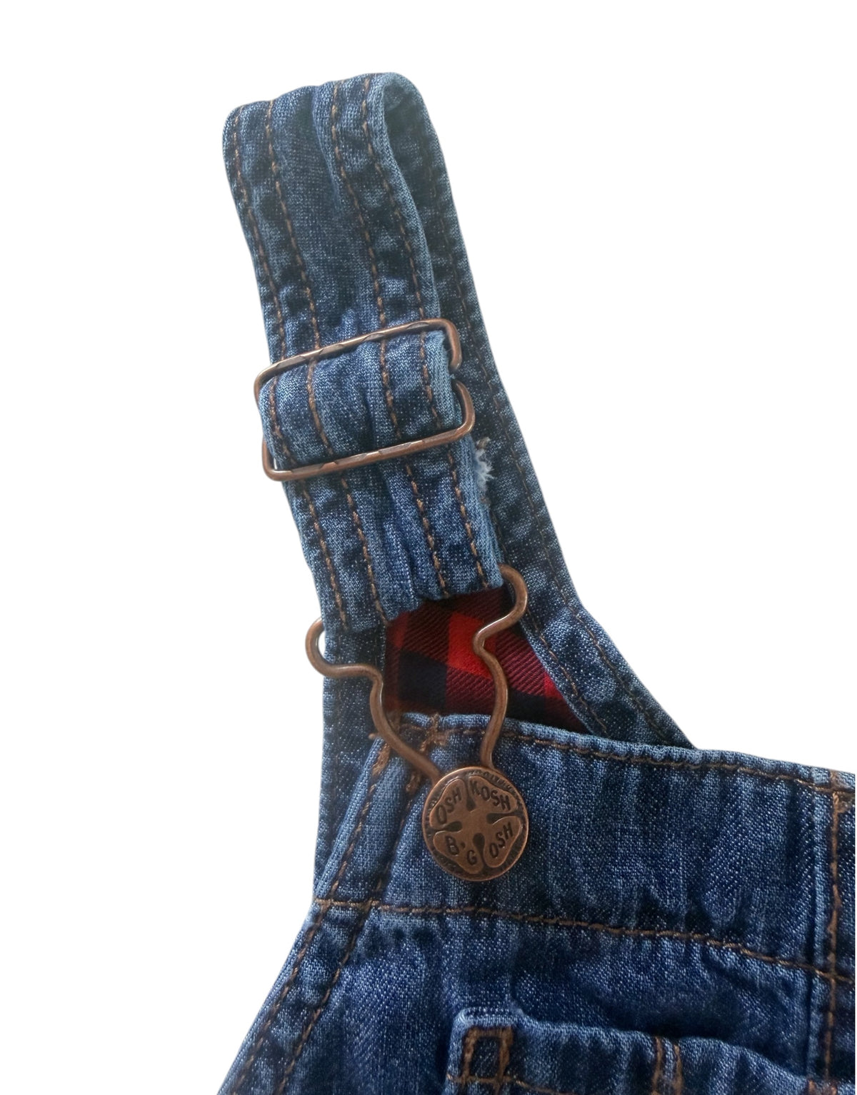 Kids OshKosh B'gosh Blue Denim Plaid Lined Overalls, 4 Years