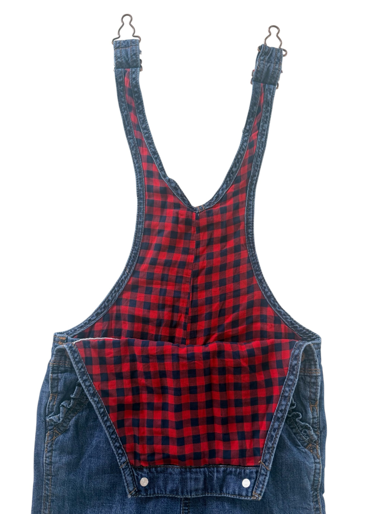 Kids OshKosh B'gosh Blue Denim Plaid Lined Overalls, 4 Years