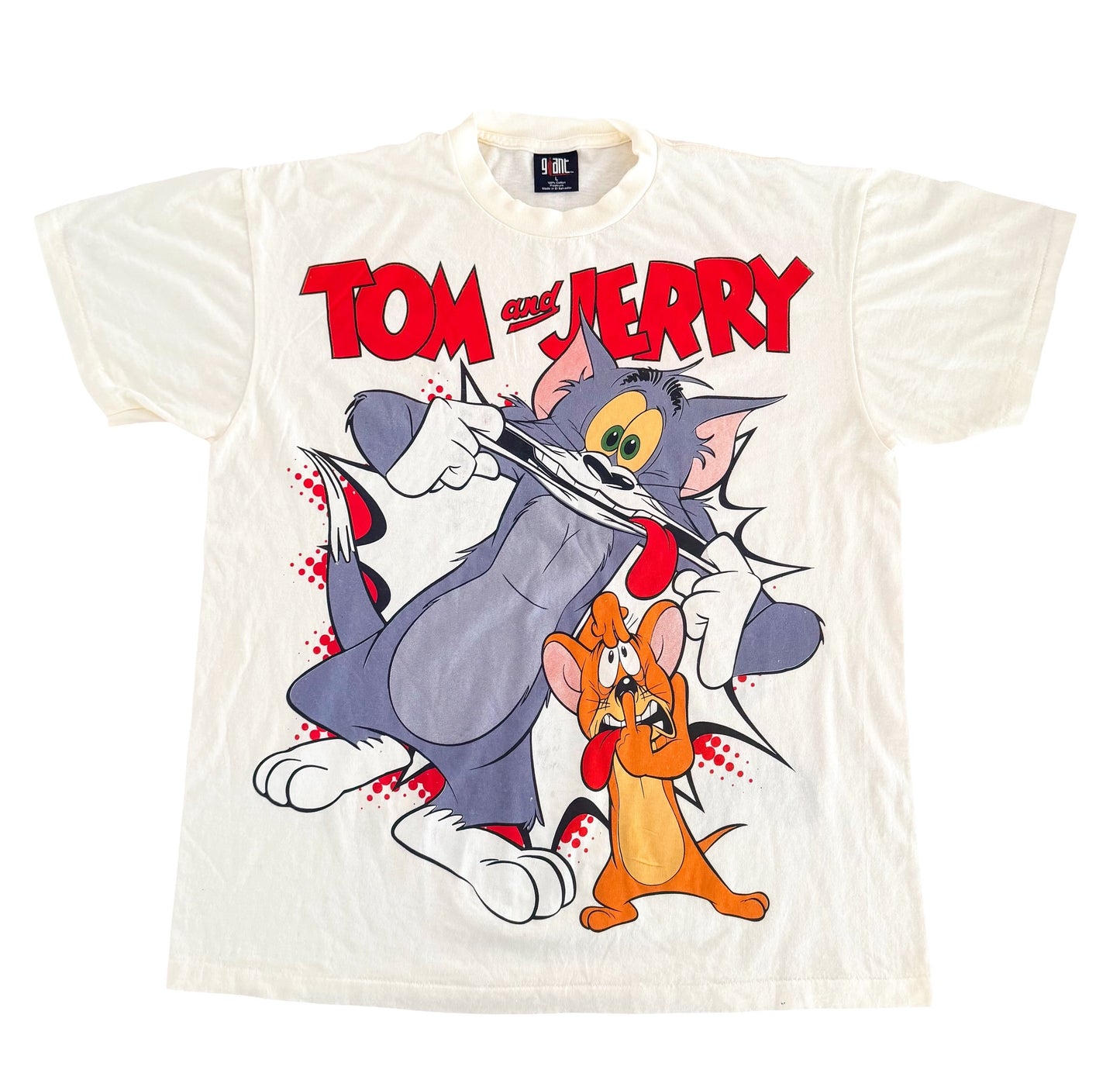 Tom and Jerry Graphic T-Shirt Giant Single Stitch, size Large