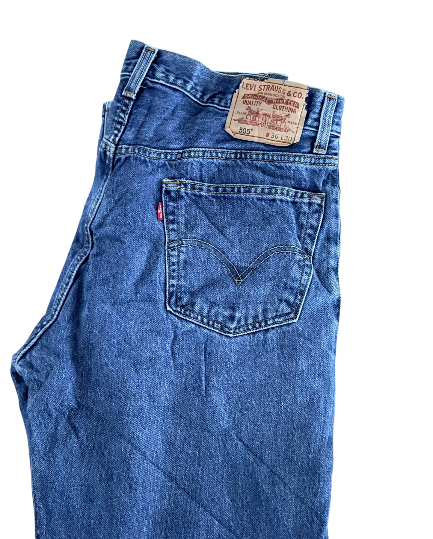 Levi's 505s Stonewash Blue Denim Jeans, 36W 30L