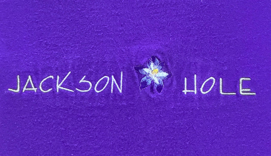 Jackson Hole Purple Embroidered Flower T-Shirt, XL