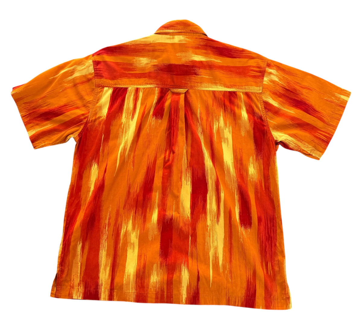 Hot Buttered Orange Red Abstract Print Short Sleeve Shirt, XL