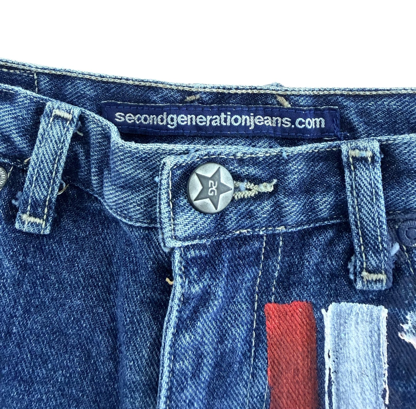 Y2K Second Generation Jeans Hand Painted American Flag Bootcut Flare Jeans, 26W