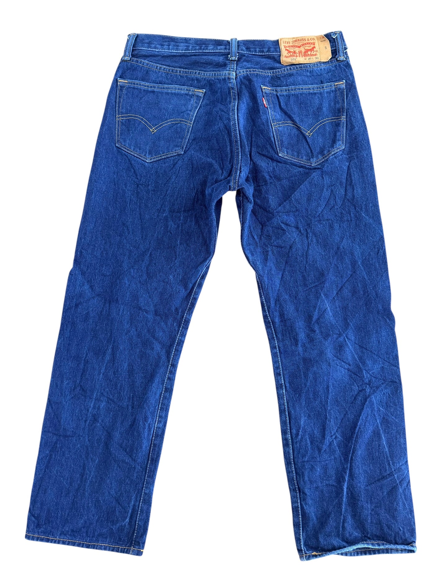 Levi’s 501 Red Tab Raw Blue Denim Jeans, 35W 30L