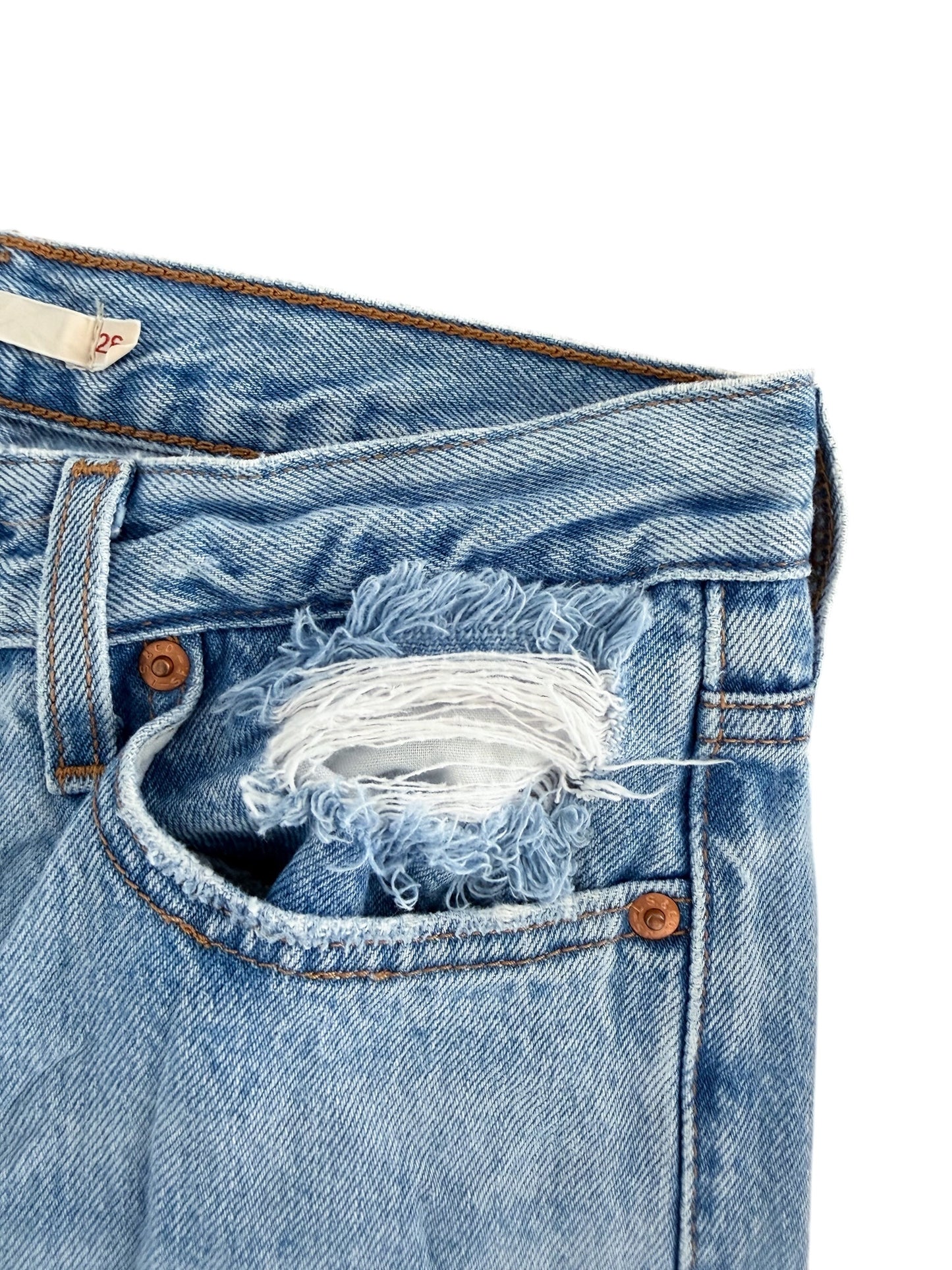 Levi’s Premium Big E Distressed Light Wash Jeans,  28W 28L