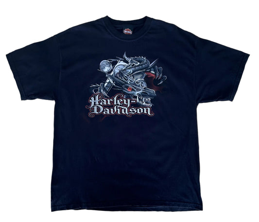 Vintage 2000s Harley-Davidson Made In USA Anaheim Fullerton California Dragon Graphic T-Shirt – 40th Anniversary, Black, Size X-Large