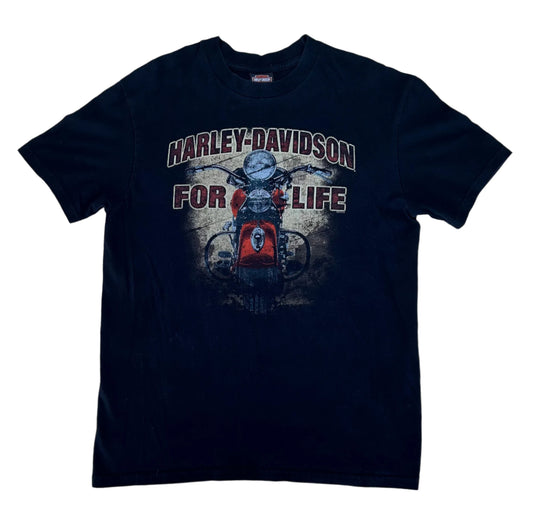 Vintage 2000s Harley-Davidson "For Life" Wenatchee Washington Graphic T-Shirt – Live to Ride, Black Biker Tee, Size Large