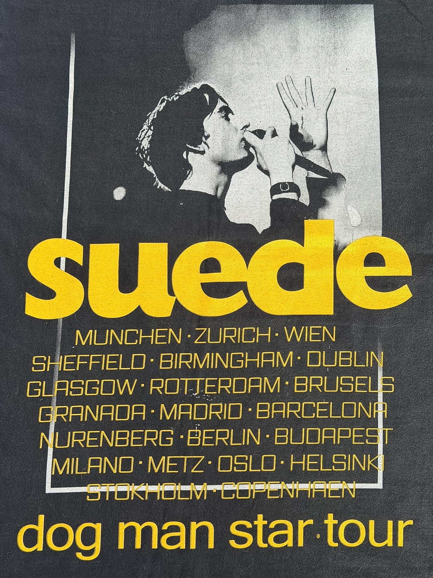 Suede Dog Man Star Tour Single Stitch Band T-shirt, Large