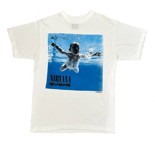 Vintage 90s Nirvana “Nevermind” Album Tee – White  – Made in USA – Iconic Grunge Band Merch, Size - XL