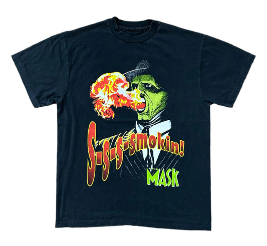 🔥 Vintage 90s Single Stitch "The Mask" Jim Carrey Movie Tee – S-S-S-SMOKIN’ Retro Graphic T-Shirt - Size L