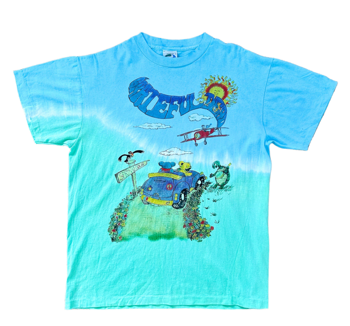 Grateful Dead Spring Tour Tie-Dye T-Shirt – Liquid Blue label Bear Jam Band Tee, Rare (Size L)