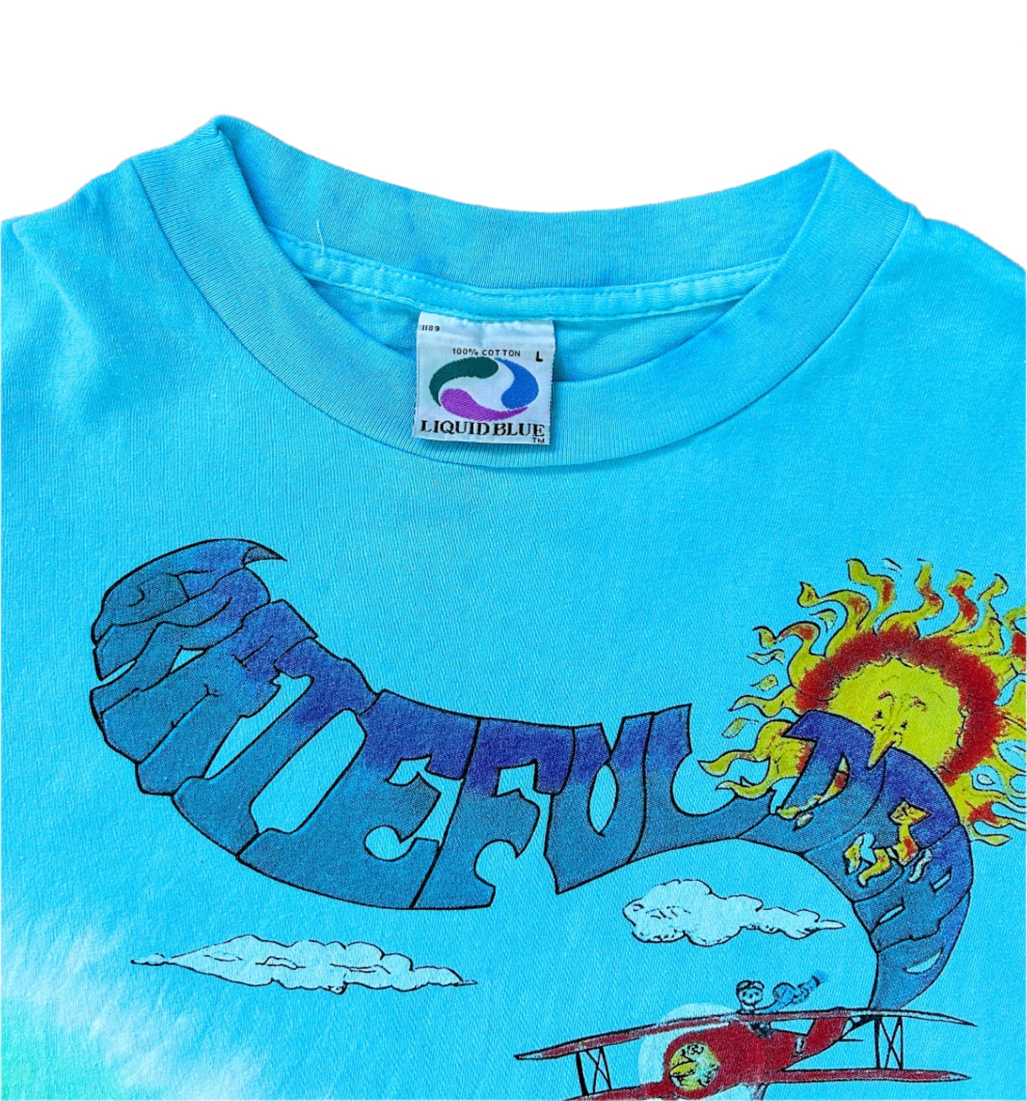 Grateful Dead Spring Tour Tie-Dye T-Shirt – Liquid Blue label Bear Jam Band Tee, Rare (Size L)