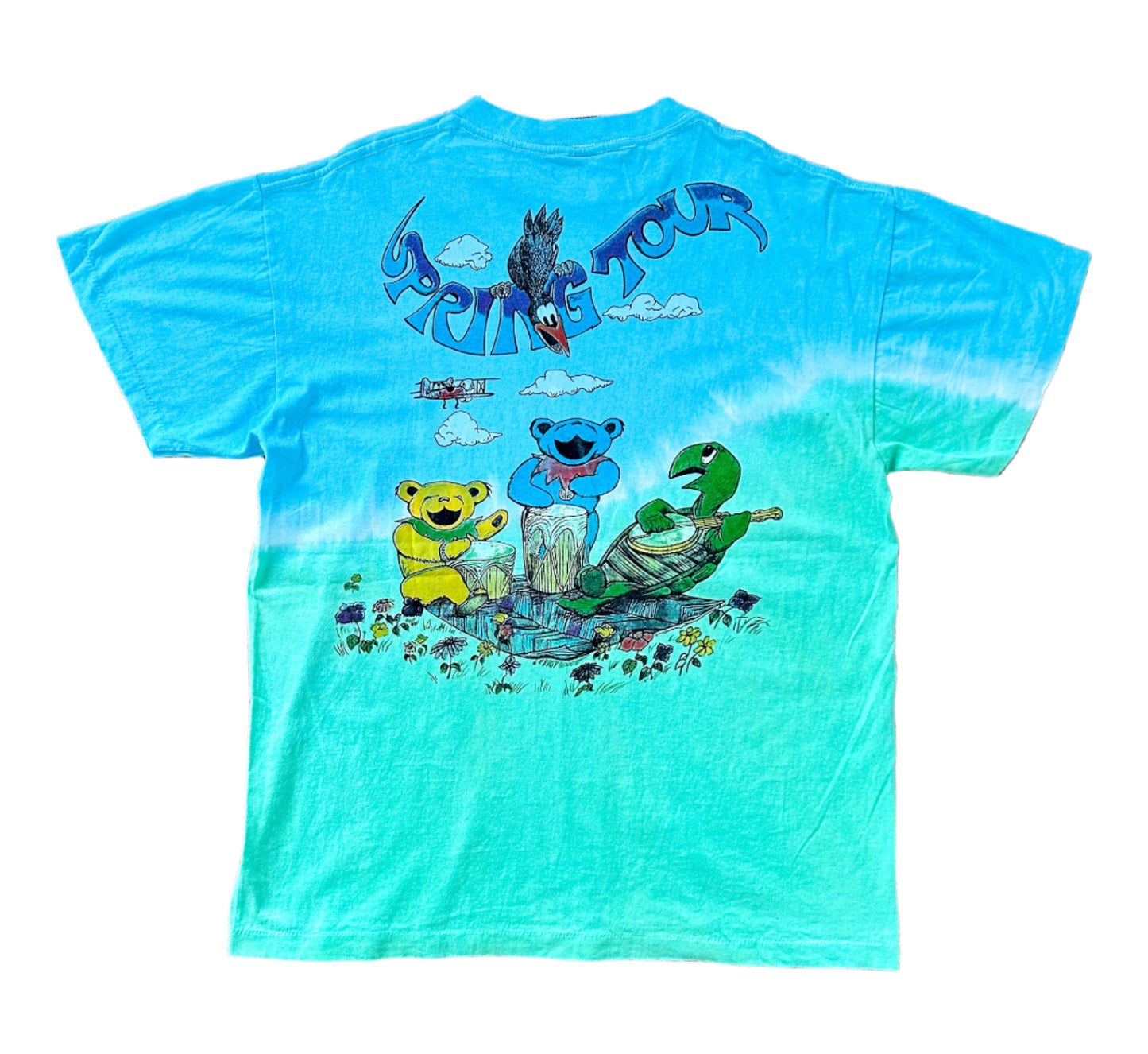Grateful Dead Spring Tour Tie-Dye T-Shirt – Liquid Blue label Bear Jam Band Tee, Rare (Size L)