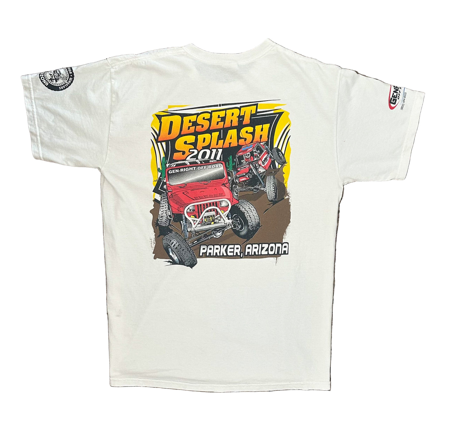 Vintage 2011 Desert Splash Parker Arizona Off-Road Racing T-Shirt – GenRight Jeep Graphic Tee, Size - Large