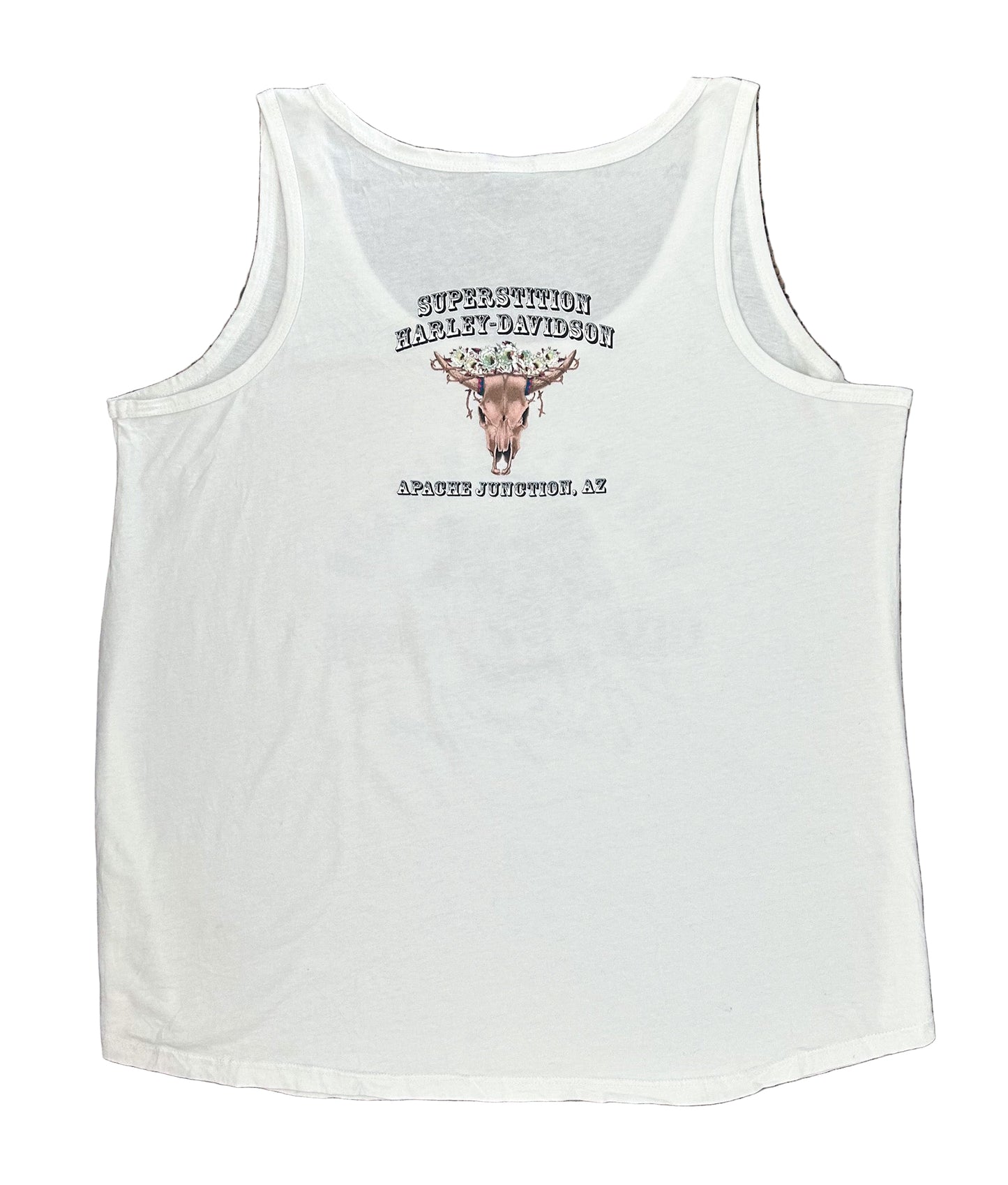 Vintage Harley-Davidson “Vintage Iron” Bulldog Tank Top – Superstition Harley-Davidson, Apache Junction AZ – White Biker Graphic Muscle Tee, Size -  Large