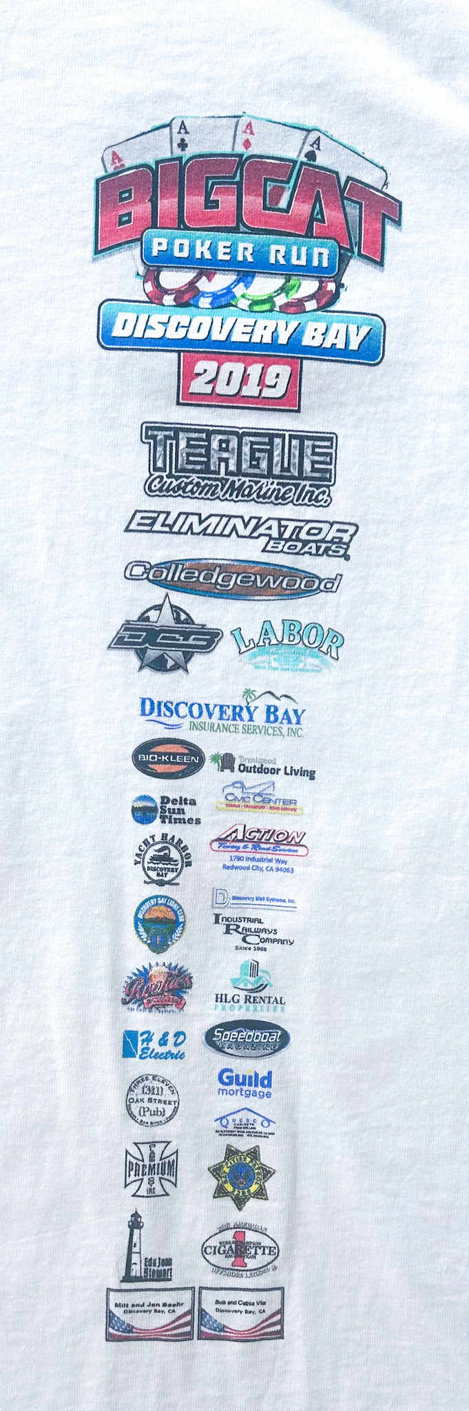 Vintage Big Cat Poker Run T-Shirt 2019 Discovery Bay Speedboat Graphic Tee, Size -  XL