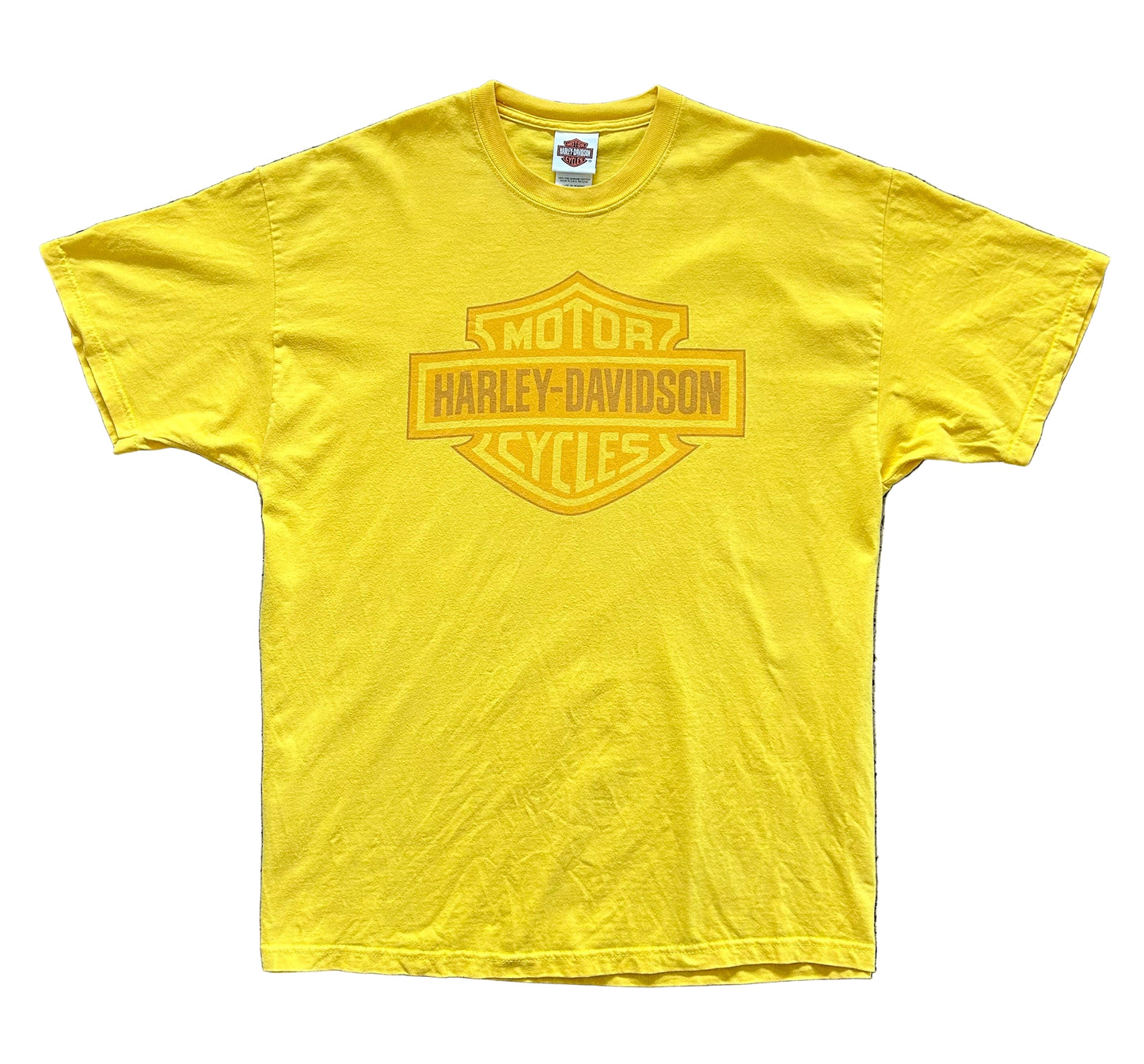 Vintage 2006 Harley-Davidson T-Shirt Valparaiso Indiana Yellow USA Made Graphic Tee, Size - XL