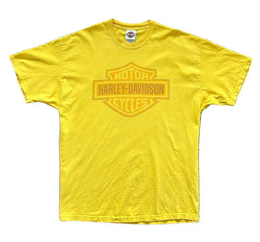 Vintage 2006 Harley-Davidson T-Shirt Valparaiso Indiana Yellow USA Made Graphic Tee, Size - XL