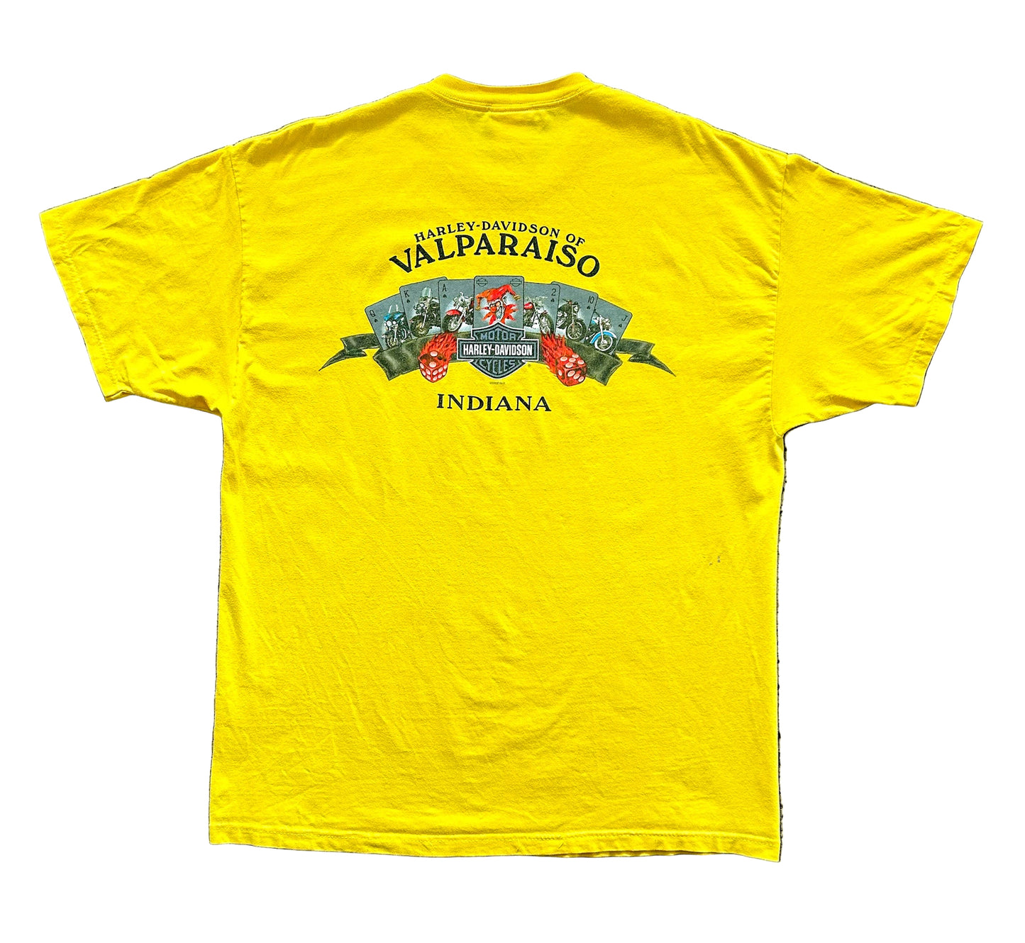 Vintage 2006 Harley-Davidson T-Shirt Valparaiso Indiana Yellow USA Made Graphic Tee, Size - XL