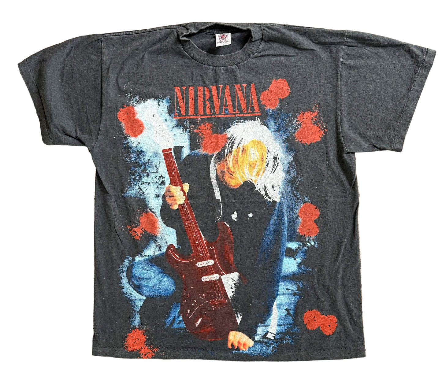 🔥 Vintage Nirvana T-Shirt | Kurt Cobain Graphic Single Stitch Tee | Grunge Rock Band Tour Shirt , Size - Large