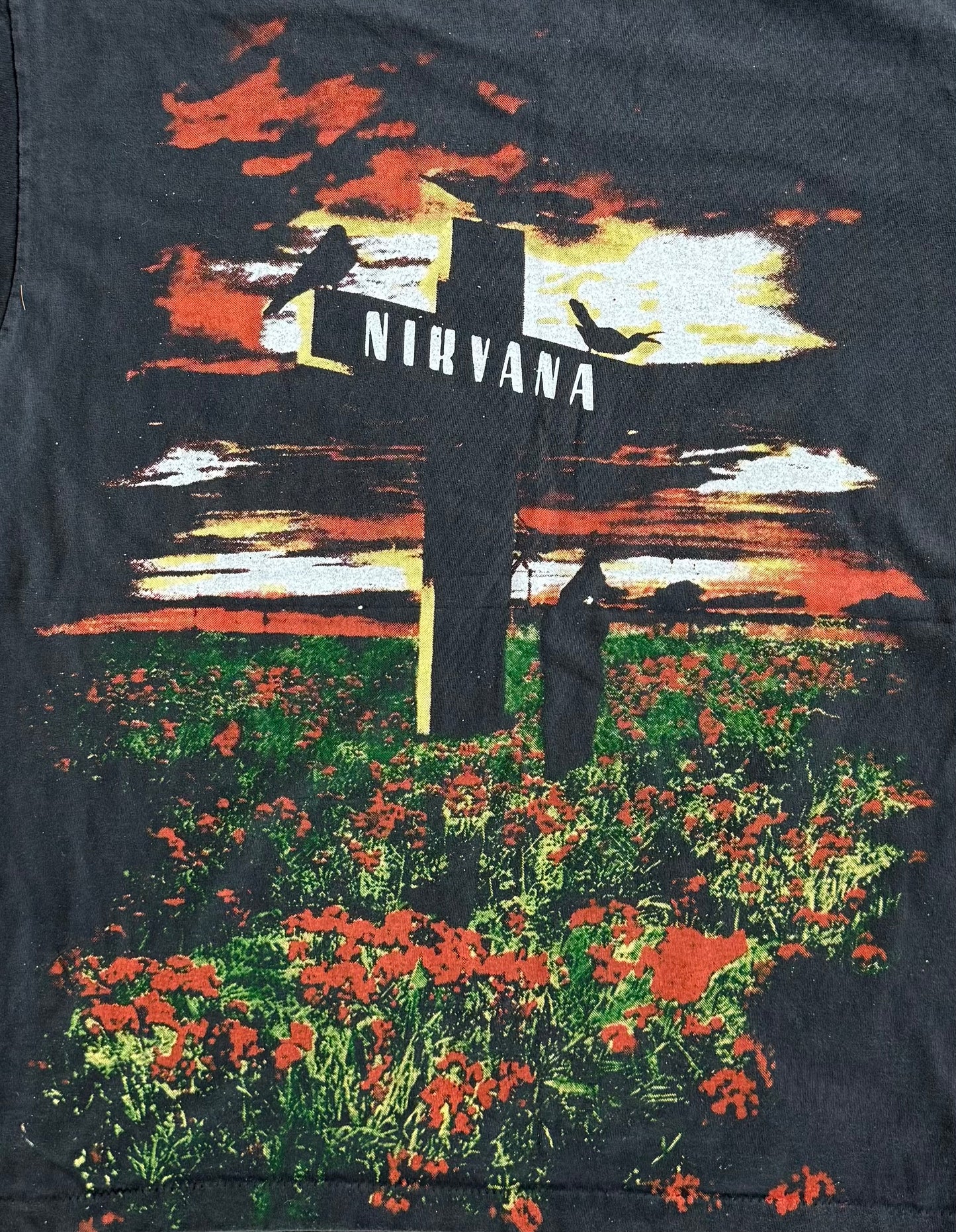 🔥 Vintage Nirvana T-Shirt | Kurt Cobain Graphic Single Stitch Tee | Grunge Rock Band Tour Shirt , Size - Large