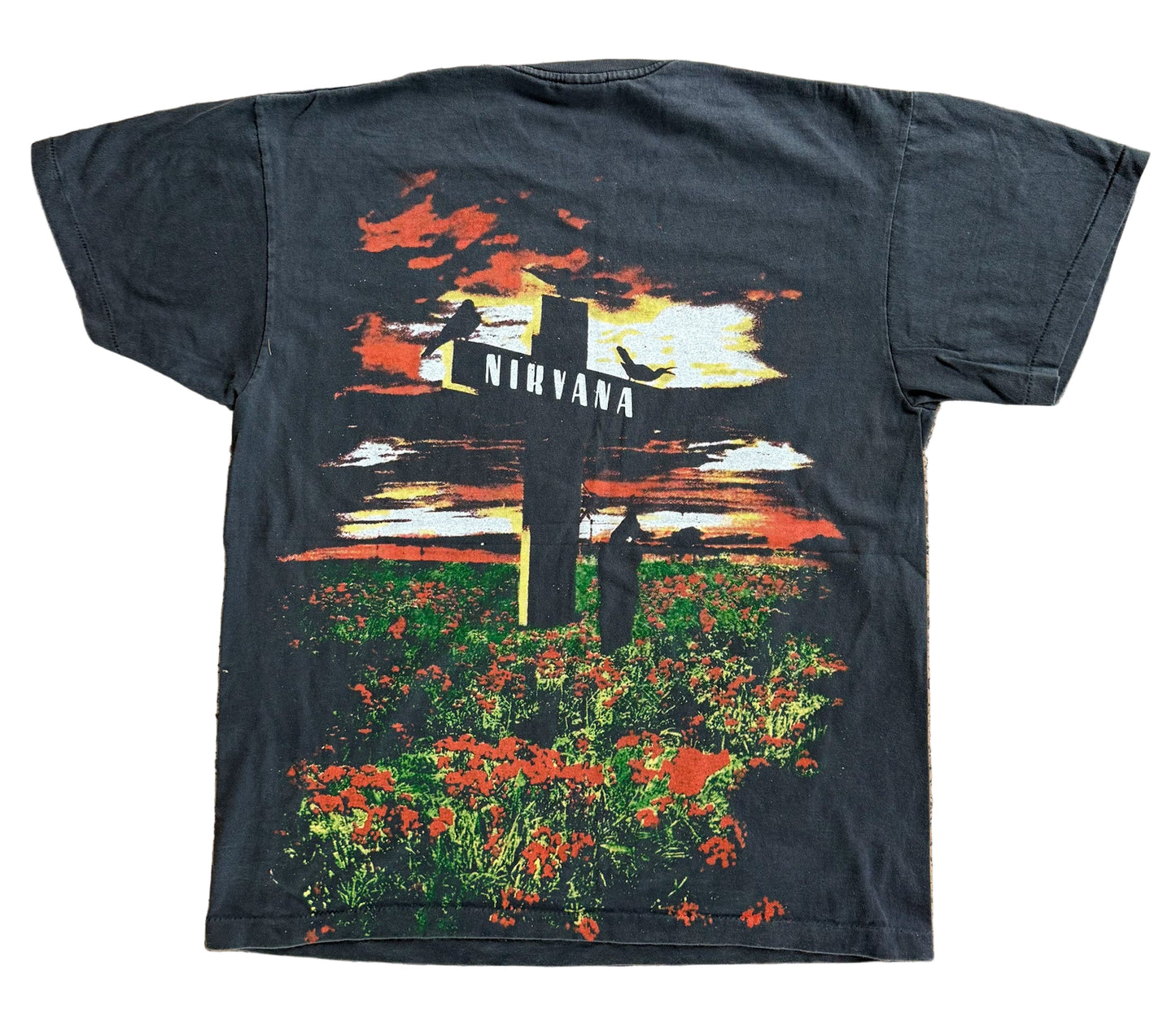 🔥 Vintage Nirvana T-Shirt | Kurt Cobain Graphic Single Stitch Tee | Grunge Rock Band Tour Shirt , Size - Large