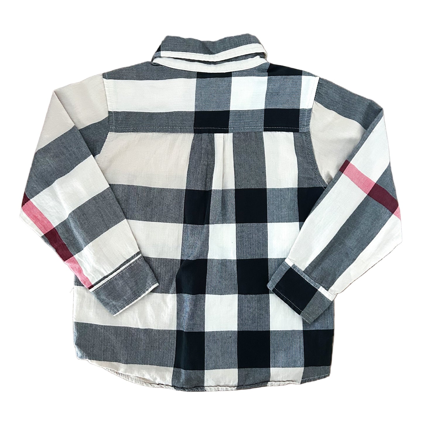Vintage Kids Burberry Nova Check Shirt – Iconic Beige Plaid Long Sleeve Button-Up Designer Shirt with Equestrian Logo, Size - 5-7 Years