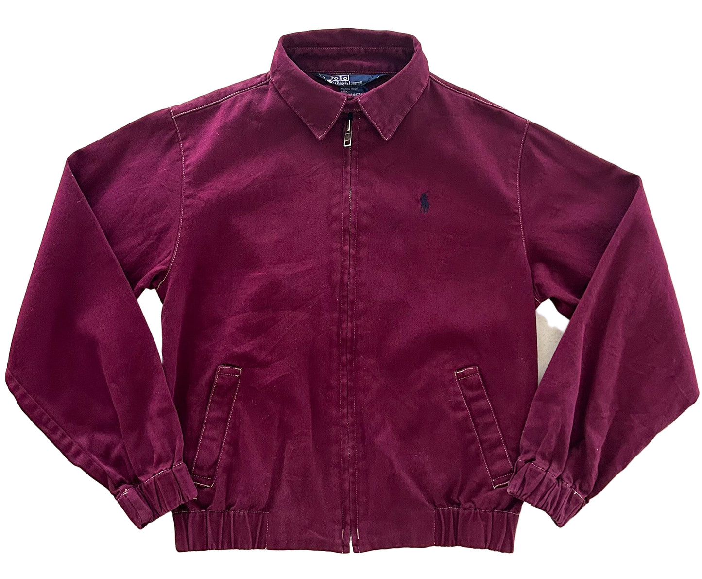 Vintage Polo Ralph Lauren Kids Harrington Jacket – Burgundy Red Zip-Up Bomber, 90s Preppy Streetwear, Size - 7-8 Years