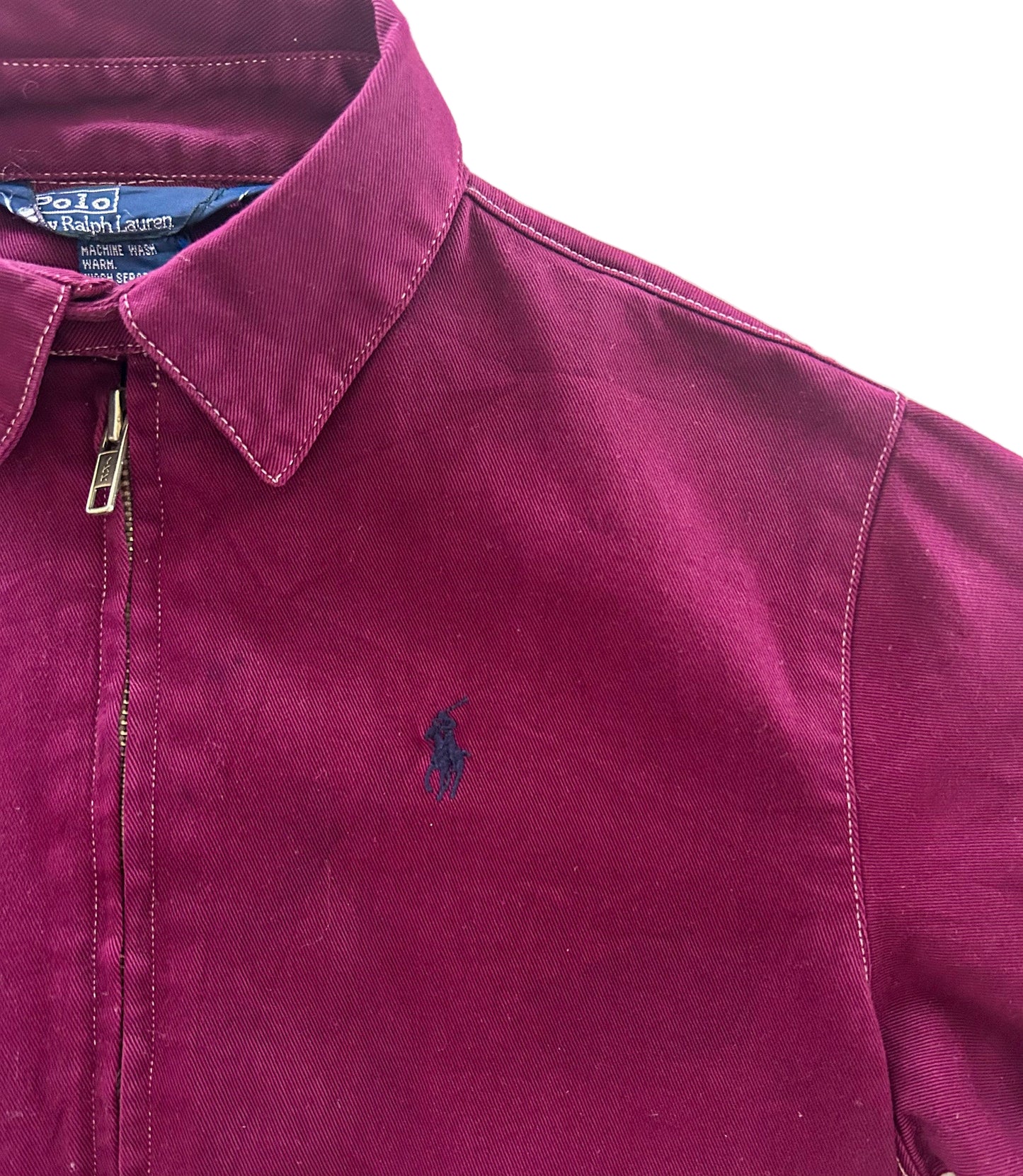 Vintage Polo Ralph Lauren Kids Harrington Jacket – Burgundy Red Zip-Up Bomber, 90s Preppy Streetwear, Size - 7-8 Years