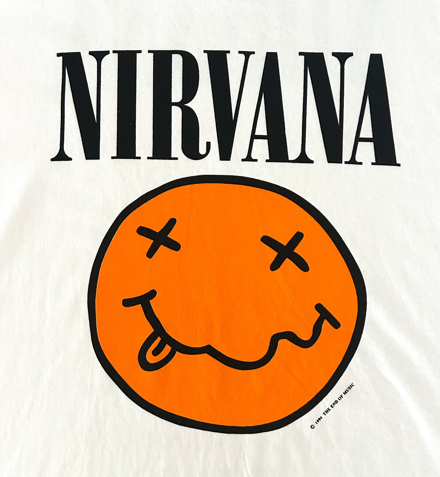 Vintage 90s Nirvana Tour T-Shirt – Giant Tag USA Made Single Stitch – Smiley Face Logo & Angel Tour Graphic, Size - XL