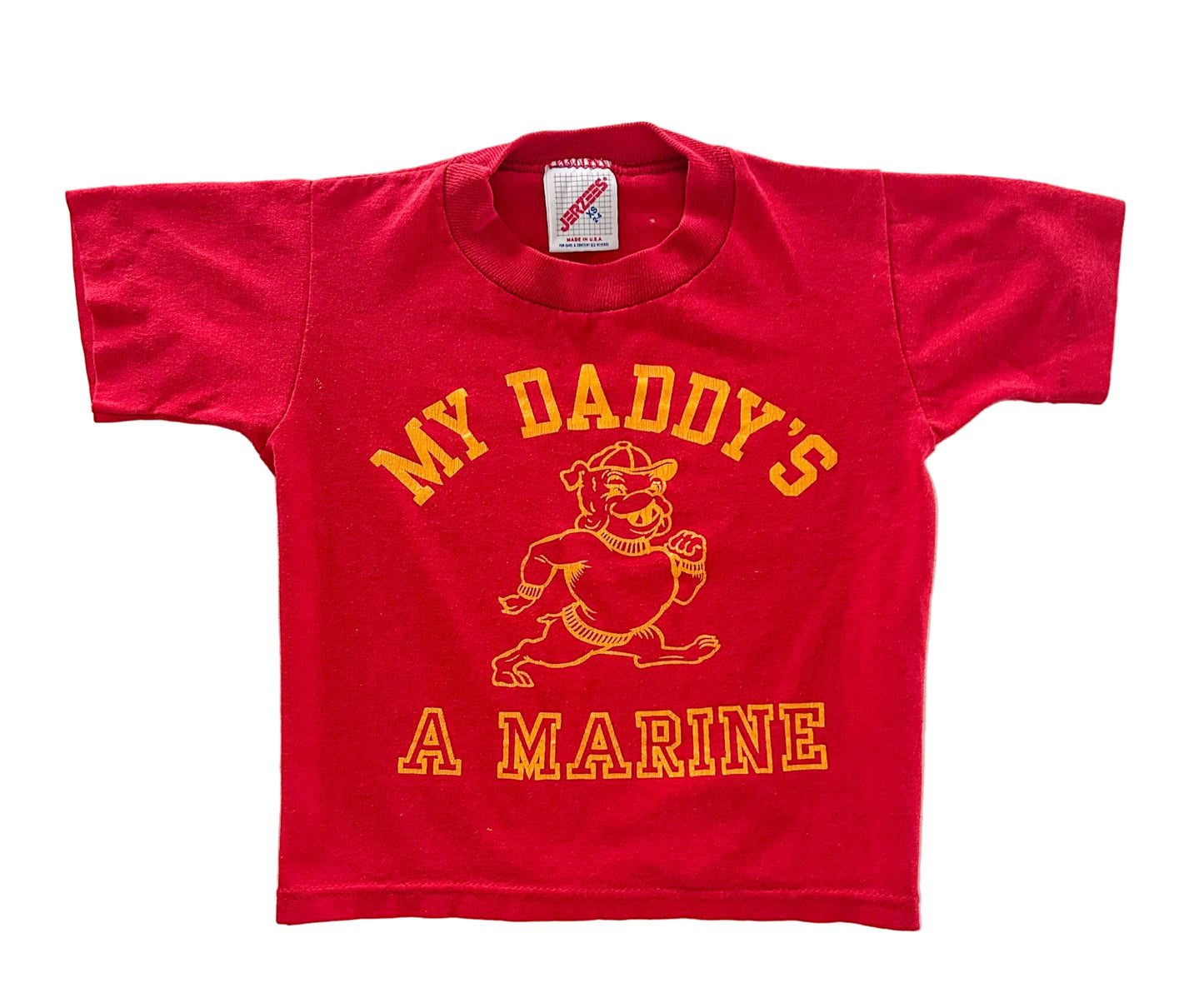 Vintage 1980s Jerzees Kids T-Shirt – “My Daddy’s a Marine” Red Graphic Tee | Made in USA Military Style Toddler Shirt, Size - 2-4 Years