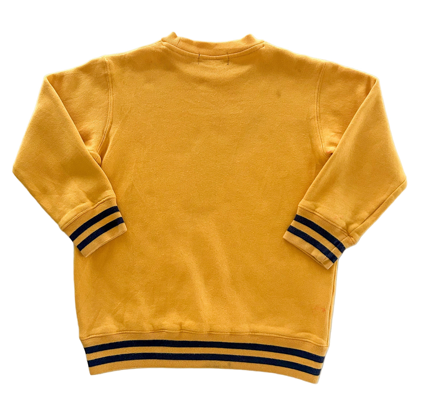 Vintage Polo Ralph Lauren Kids Yellow Sweatshirt – Crewneck Jumper with Navy Stripes – Size 6-7 Years