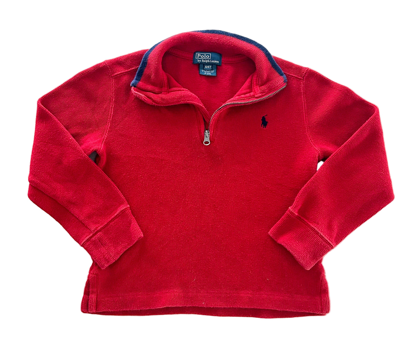Vintage Polo Ralph Lauren Kids Red Quarter-Zip Sweater | Classic Preppy Knit Pullover Jumper, Size - 4 Years