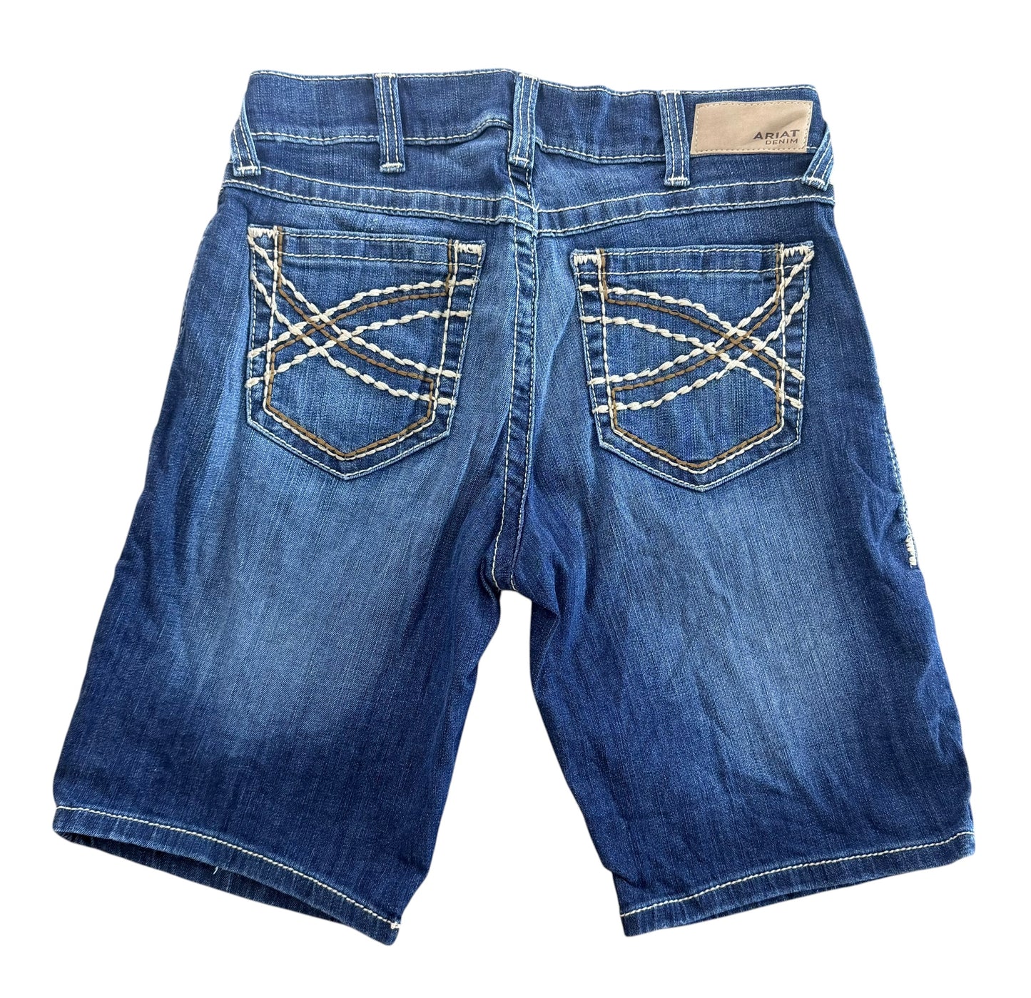 Vintage Ariat Stretch Denim Embroidered Pocket Bermuda Shorts, 33W