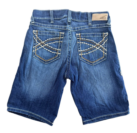 Vintage Ariat Stretch Denim Embroidered Pocket Bermuda Shorts, 33W